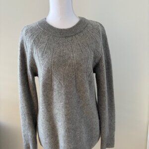 Saks Fifth Avenue Pointelle Heather Gray 100% Cashmere Sweater